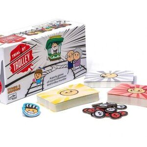 Trial by Trolley by Cyanide & Happiness Party Board Game with Modifier Pack